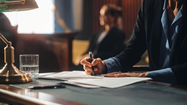 How Long Does It Take To Become A Lawyer? lawyer writing on a piece of paper in a courtroom